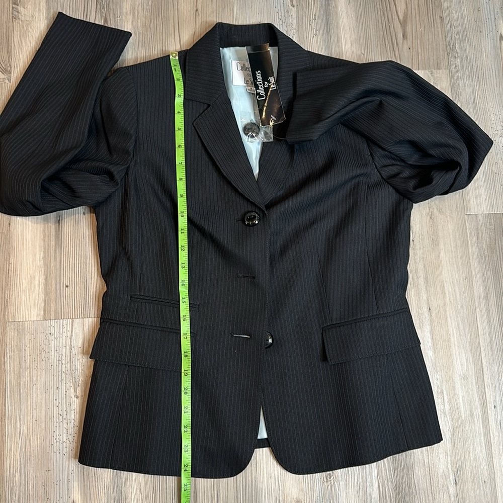 🆕NWT Collections for Le Suit 2 Pv Black Pinstriped Pant Suit, 8 - Picture 9 of 10